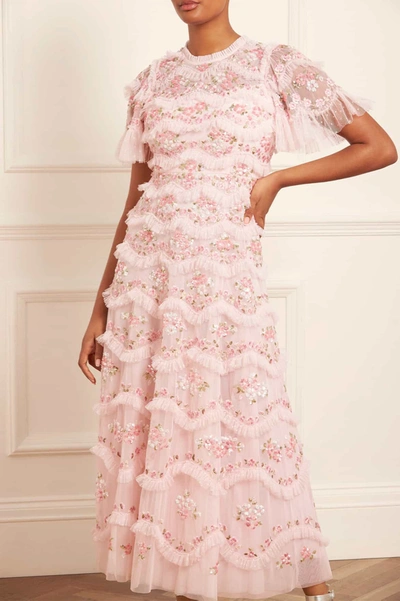 Needle & Thread Daisy Wave Ankle Gown In Pink