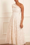 Needle & Thread Everett Bloom One-shoulder Gown In Champagne