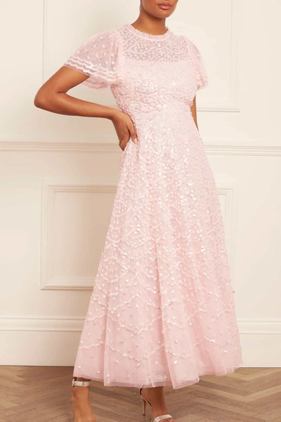Needle & Thread Deco Dot Gloss Ankle Gown In Pink