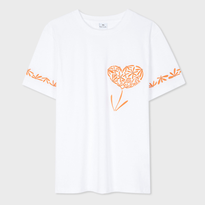 Paul Smith Womens Star Stitch Heart T-shirt In White