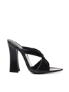 Saint Laurent Eva Mules In Glazed Leather In Black