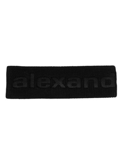 Alexander Wang Logo-debossed Ribbed-knit Headband In Black