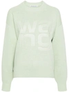 Alexander Wang Debossed Stacked Logo Unisex Pullover In 339 Pale Mint