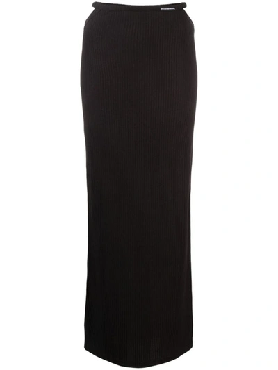 Alexander Wang Logo-embossed Cotton Maxi Skirt In Black
