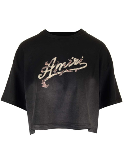 Amiri Cropped T-shirt With Logo In Black