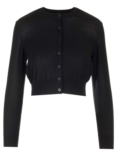 Alexander Wang Logo Cropped Cardigan In Black