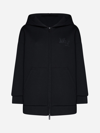 Max Mara Relaxed Fit Hooded Sweatshirt With Oversized Sleeves In Nero