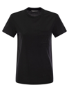 Max Mara Papaia Cotton T-shirt W/ Logo Pocket In Nero