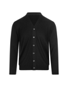 FEDELI BLACK VIRGIN WOOL CARDIGAN WITH V-NECKLINE