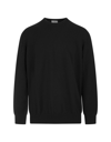 Fedeli Man Black Cashmere Pullover With Round-neck In Black