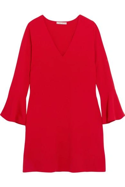 Alice And Olivia Tameika Trumpet-sleeve Shift Dress In Deep Ruby