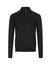 FEDELI DARK BLUE HALF-ZIP FAVONIO PULLOVER IN DARK GREY SILK AND CASHMERE