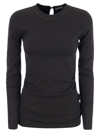 Brunello Cucinelli Ribbed Stretch Cotton Jersey T-shirt With Jewellery In Grey