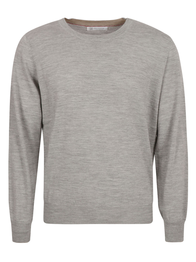 Brunello Cucinelli Plain Ribbed Sweater In Grey