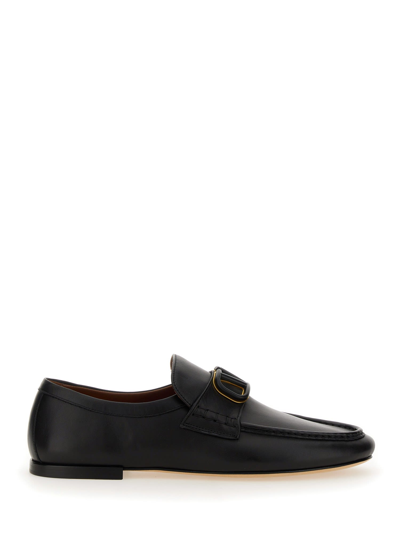 Valentino Garavani Vlogo Signature Leather Loafers In Black