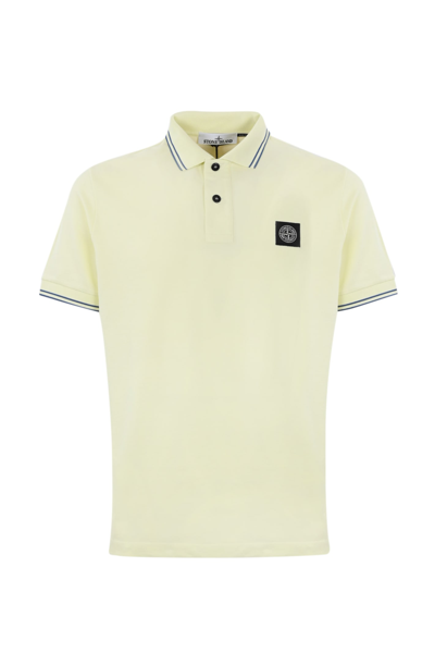 Stone Island 2sc18 Cotton Polo Shirt In Butter