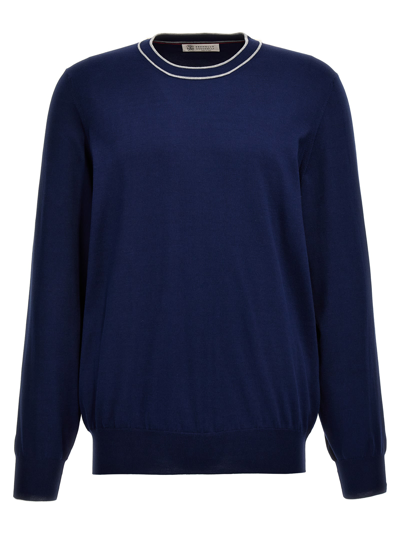 Brunello Cucinelli Cotton Sweater In Azul