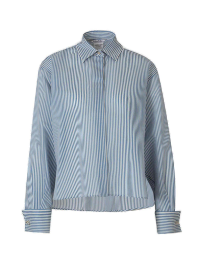 Max Mara Striped Collared Long In Multi