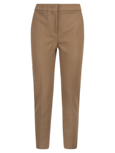 Max Mara Slim Cut Straight Leg Trousers In Camel