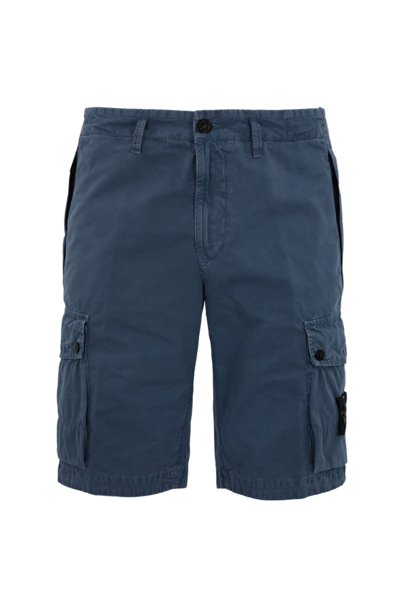 Stone Island Bermuda Shorts In Cotton Canvas L11wa In Dark Blue