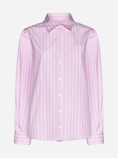 Weekend Max Mara Cotton Striped Shirt In Pink