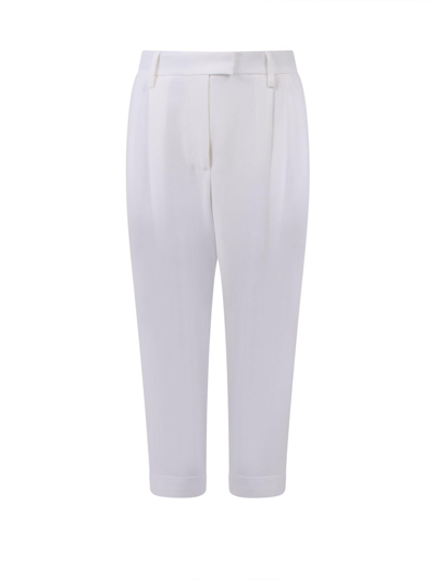 Brunello Cucinelli Pleated Straight Leg Trousers In White