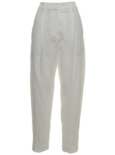 Brunello Cucinelli Pleat Detailed Tapered Pants In White