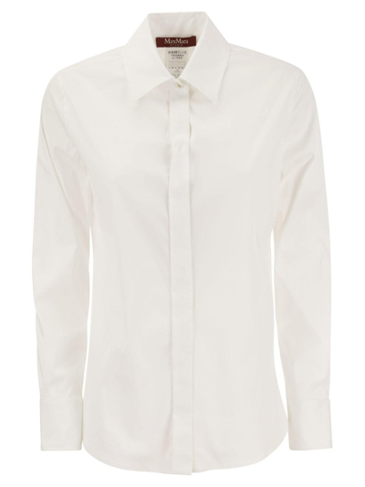 Max Mara Filmato Long Sleeve Silk Shirt In Ivory