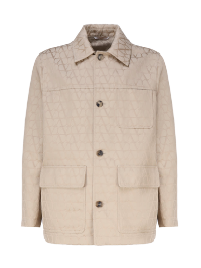 Valentino Toile Iconographe Cotton Jacket In Beige