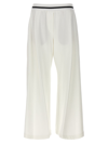 Brunello Cucinelli Elastic Stripe Waist Wide Leg Trousers In Beige