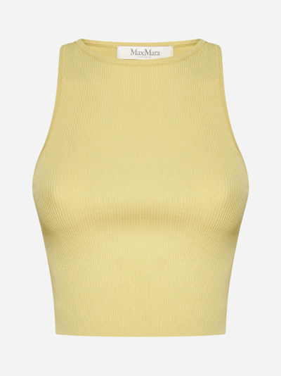 Max Mara 罗纹针织挂脖坦克背心 In Yellow