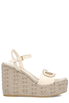 Valentino Off-white Vlogo Cutout Heeled Sandals In Light Ivory/antique Brass/grey