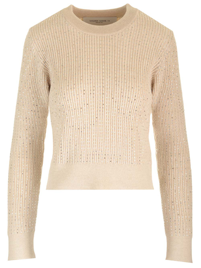 Golden Goose Ribbed Wool Sweater In Nude