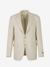 Canali Wool And Linen Blazer In Beige