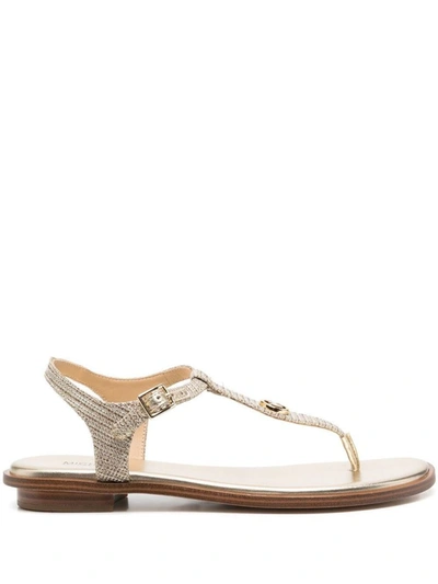 Michael Michael Kors Mallory Thong-strap Sandals In Golden