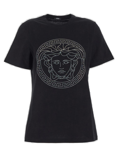 VERSACE VERSACE MEDUSA HEAD EMBELLISHED CREWNECK T