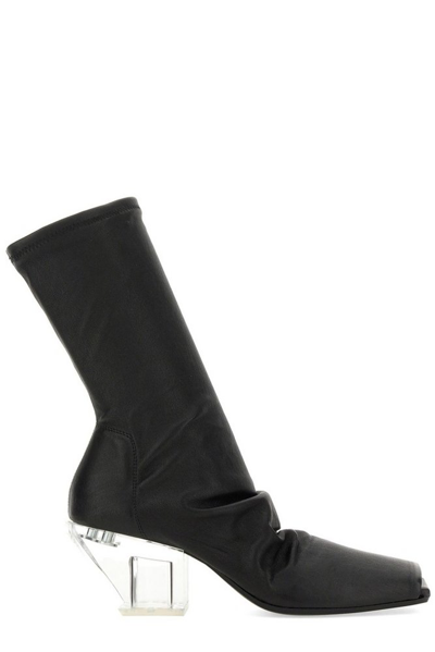 Rick Owens Stretch Leather Ankle Boots In Black