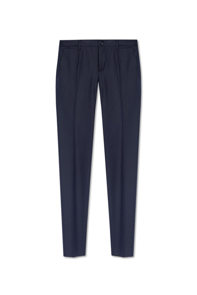 Dolce & Gabbana Pressed Crease Tailored Trousers In Navy