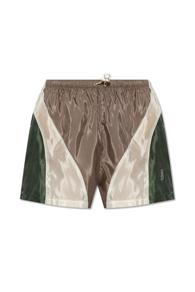 Palm Angels Monogram Embroidered Drawstring Shorts In Purple