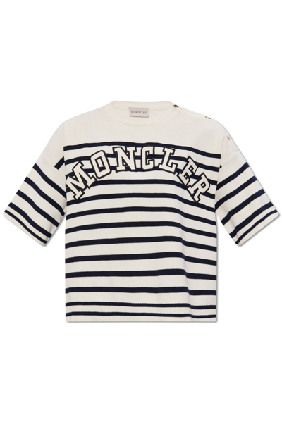 Moncler Striped Logo Knit T In White
