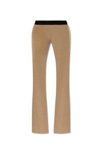 Palm Angels Side Stripe Detailed Flared Trousers In Beige