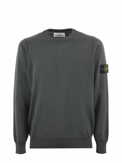 Stone Island Compass Patch Crewneck Jumper In Green