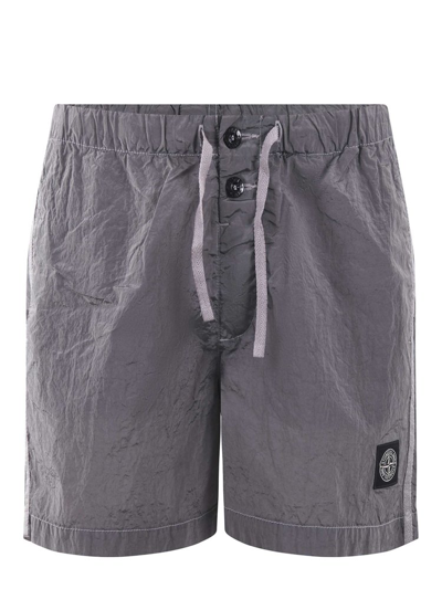 Stone Island Compass Patch Swim Shorts In Grey