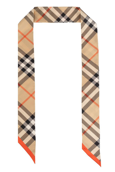 Burberry House Check Silk Scarf In Beige