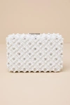 Lulus Utterly Elevated White Pearl Rhinestone Rectangular Clutch In White