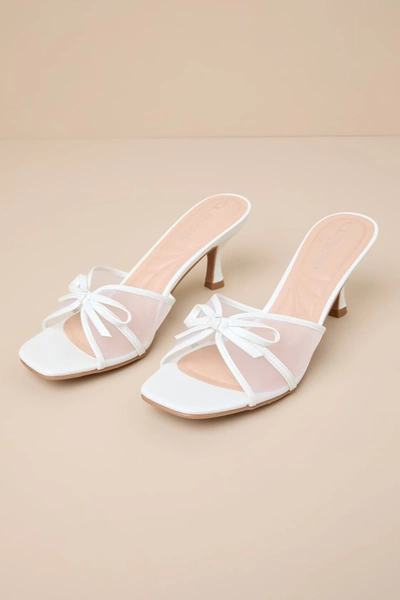 Cl By Laundry Jump Up White Patent Mesh Bow Slide Sandals