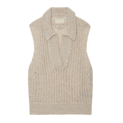 Zadig & Voltaire Lunny Merino-wool Sweater Vest In Beige