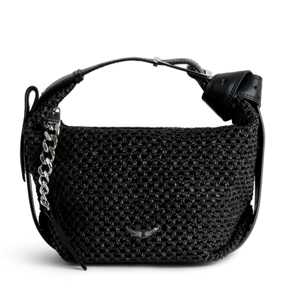 Zadig & Voltaire Le Cecilia Woven Shoulder Bag In Noir
