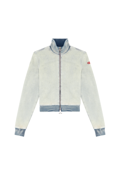 Diesel Felpa Con Zip In Track Denim In Blue