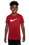 Nike Kids' Big Boys Dri-fit Legend Graphic T-shirt In University Red/ White